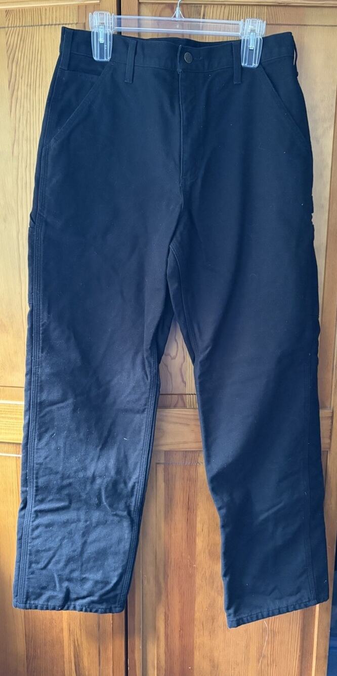 Vintage Carhartt Flannel Lined Carpenter Pants Mens 34x32 B111 Black Workwear